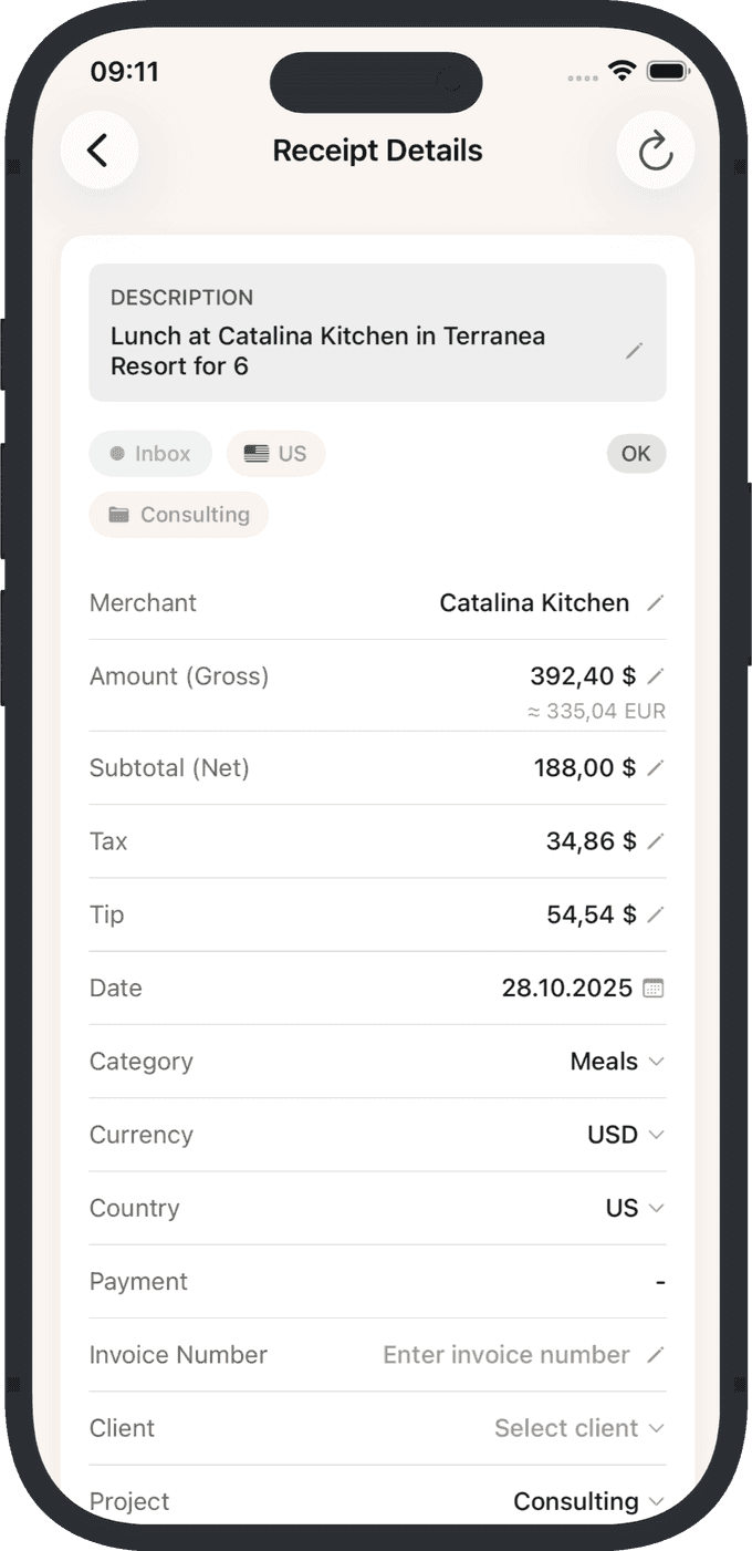 Complete Receipt Details